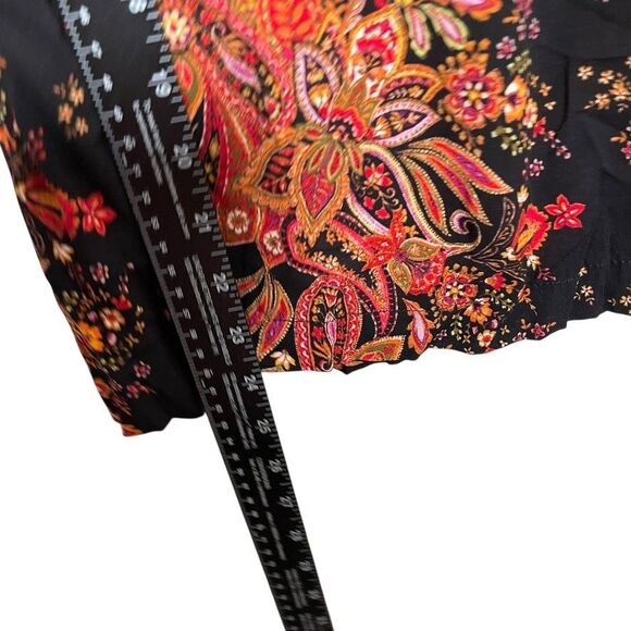 Rose + Olive Blouse Women's Small V-Neck Floral Short Sleeve Puff Artsy Top - Picture 7 of 10